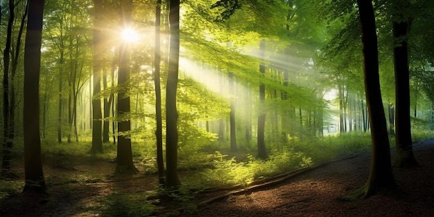 Forêt verte de beaux arbres