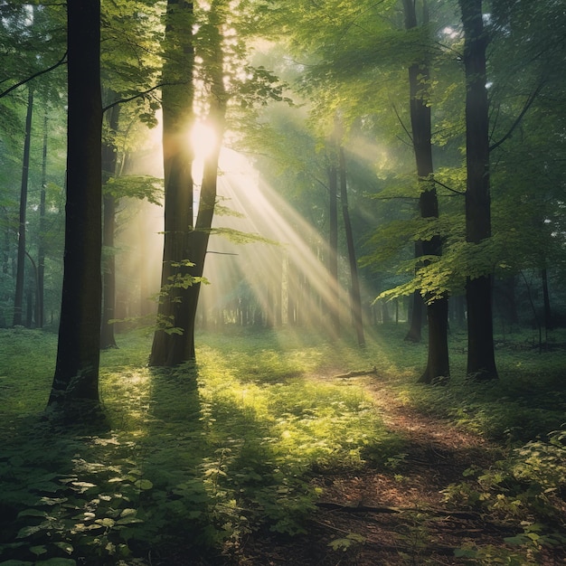 Forêt verte de beaux arbres