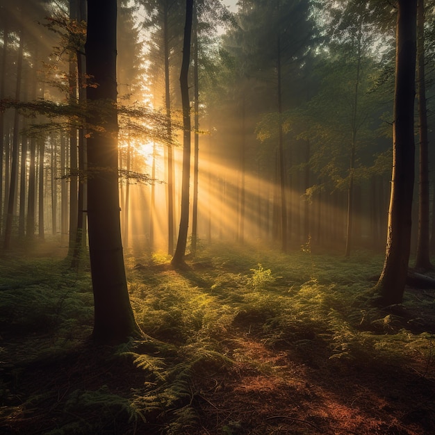 Forêt verte de beaux arbres