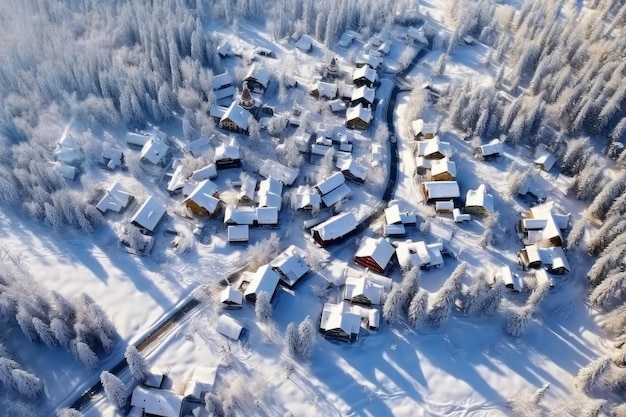 Forêt de village russe enneigée Générer AI