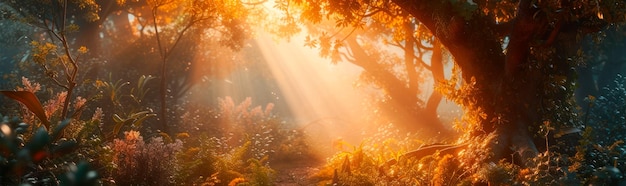 forêts avec des arbres vibrants et une flore diversifiée mettant l'accent sur l'importance de la conservation des forêts et de la séquestration du carbone