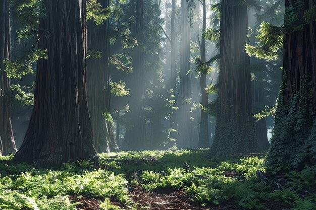 Photo des forêts majestueuses de séquoias avec des arbres imposants