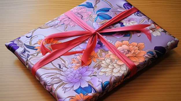 Forfait furoshiki vue de dessus avec fleurs