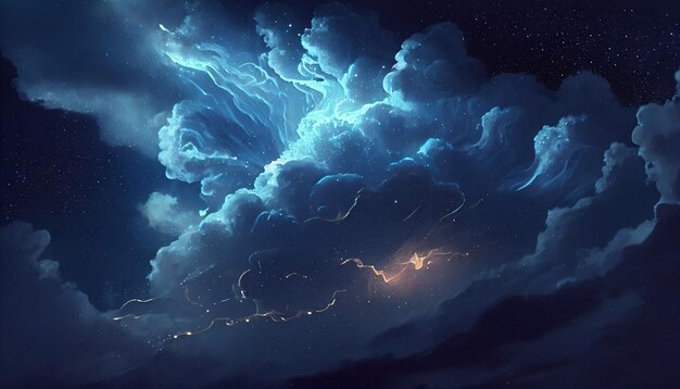 Une formation céleste abstraite de nuages sombres et d'étoiles subtiles