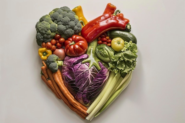 Formation de fruits et de légumes en forme de cœur