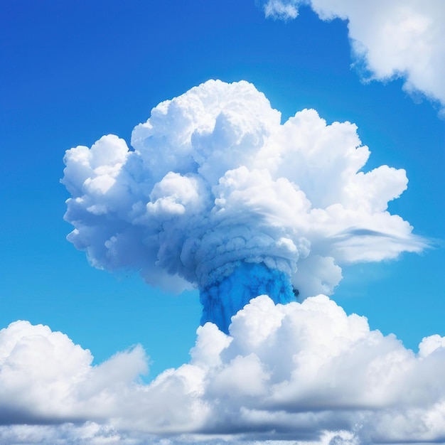 Une formation nuageuse dans le ciel est représentée avec un ciel bleu et des nuages.