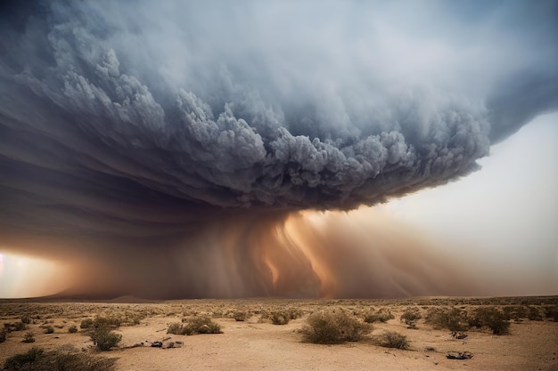 Formation de tempête de sable sur la scène du désert