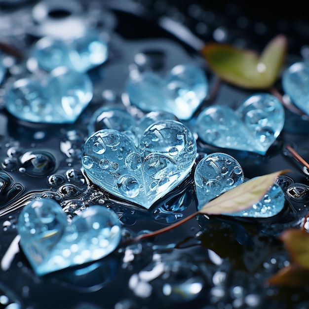 Formations fascinantes de gouttelettes d'eau en 3D