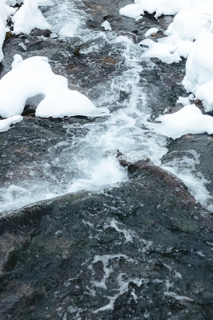 Des formations de glace se sont formées sur une rivière froide du Wisconsin en janvier, horizontale