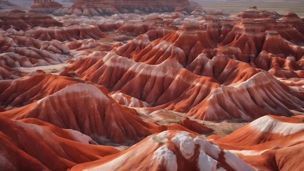 Des formations rocheuses rouges et blanches