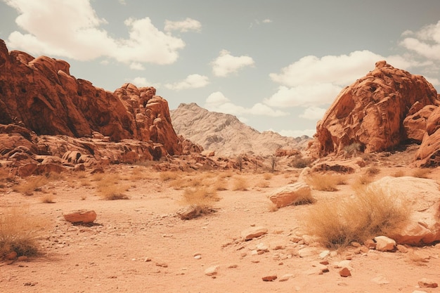 Formations rocheuses rouges dans un paysage désertique