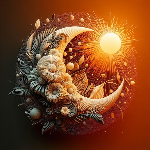 Forme 3D abstraite moitié soleil moitié lune image d'arrière-plan