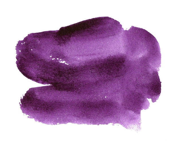 Forme abstraite d'aquarelle violette isolée sur fond blanc pour le texte ou le logo