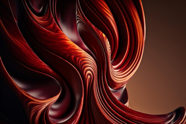 Forme abstraite de flux ondulé faite d'une magnifique surface en bois et en verre.
