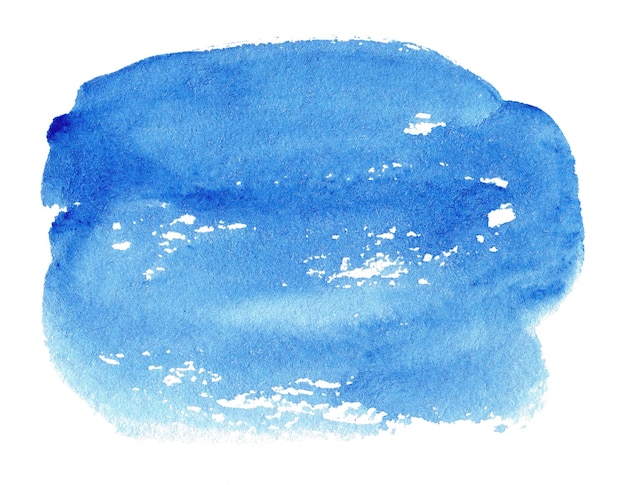 Forme aquarelle bleue abstraite isolée sur fond blanc