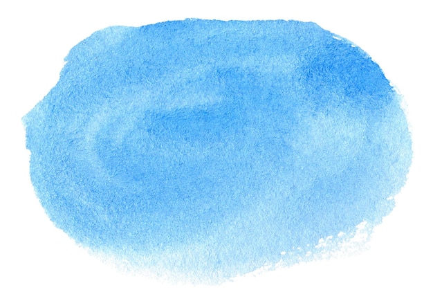 Forme aquarelle bleue abstraite isolée sur fond blanc