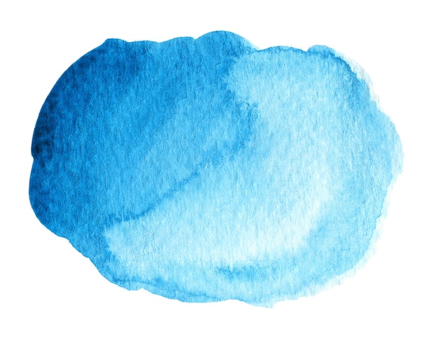 Forme aquarelle bleue isolée sur blanc