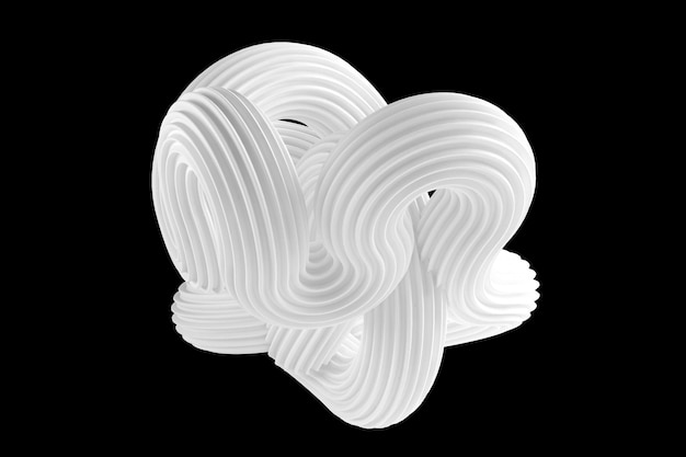 Forme blanche abstraite sur fond noir. Rendu 3D.