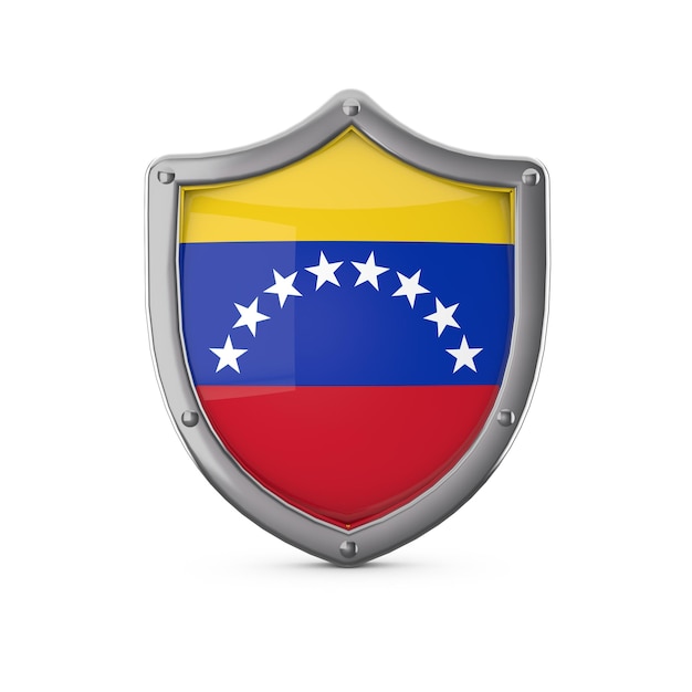 Forme de bouclier en métal de concept de sécurité du Venezuela avec le drapeau national