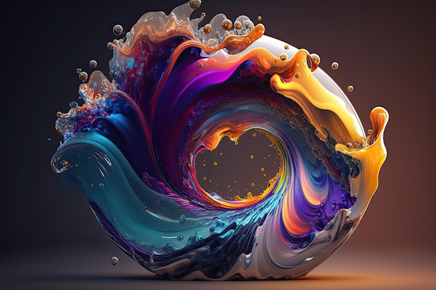 Forme brillante d'onde de cercle abstrait complet avec des couleurs fluides