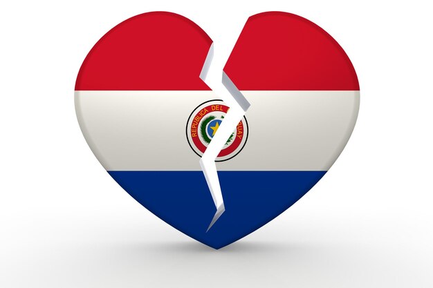 Forme de coeur blanc cassé avec le drapeau du Paraguay