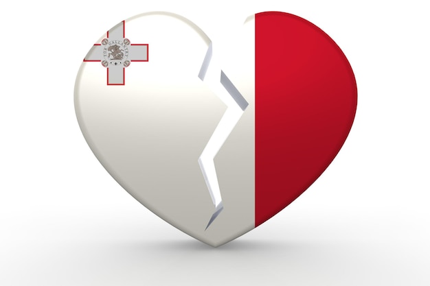 Forme de coeur blanc cassé avec le drapeau de Malte