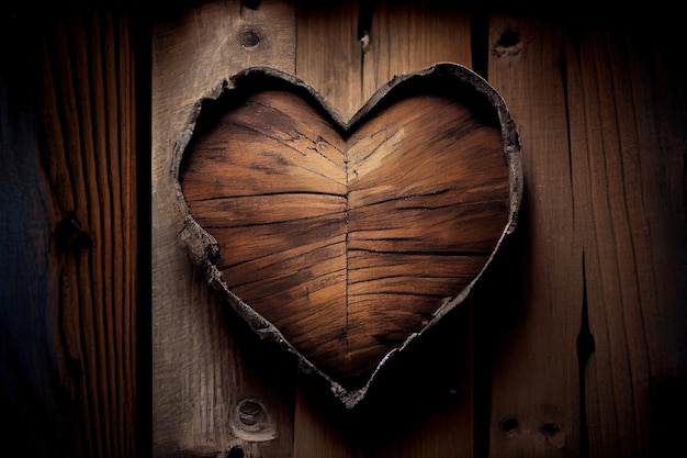 Forme de coeur sur bois