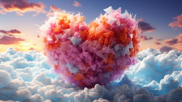 Photo forme de cœur dans le ciel avec un nuage coloré