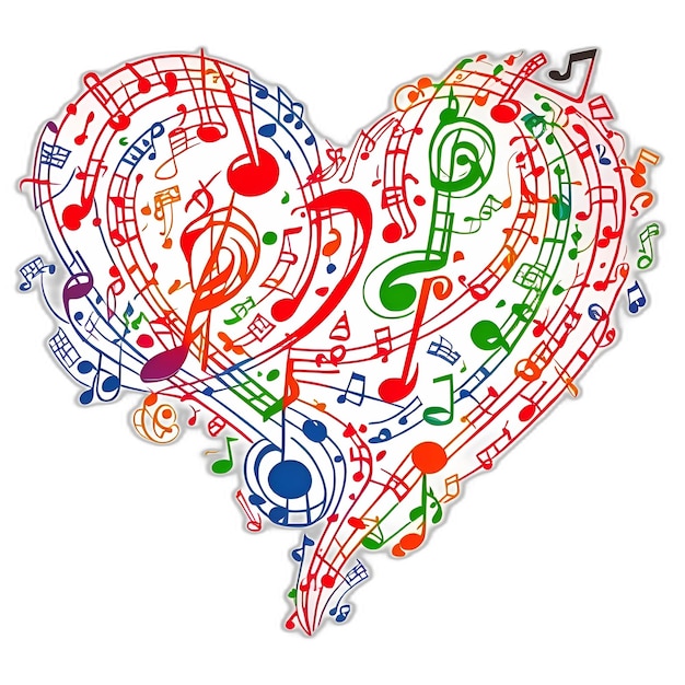 forme de coeur avec note de musique