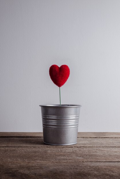 La forme de coeur sur le pot de zinc