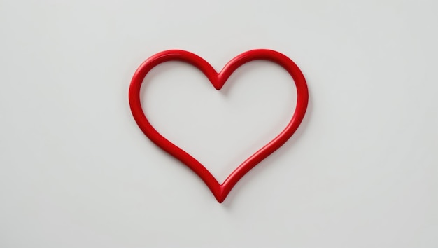Une forme de cœur rouge sur un fond blanc symbolisant l'amour, la romance et l'affection