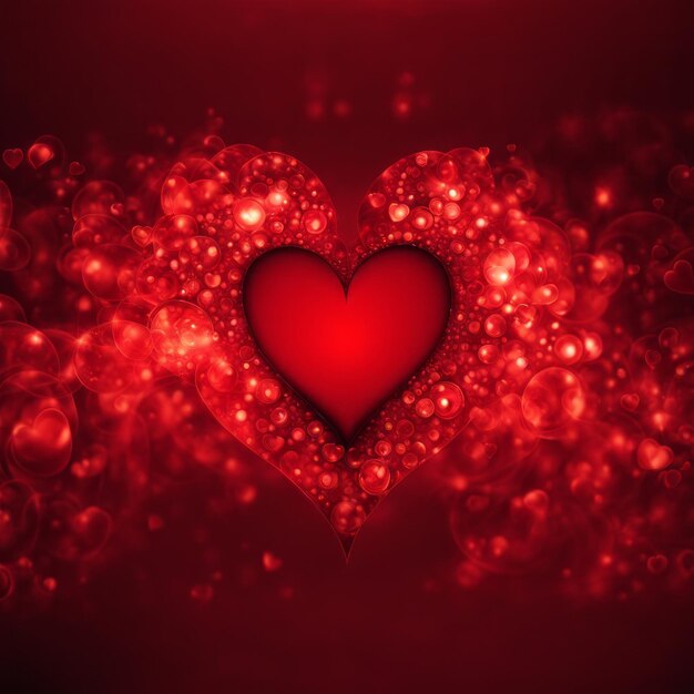 Forme de coeur rouge avec fond bokeh