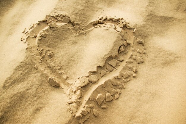 Forme de coeur sur le sable