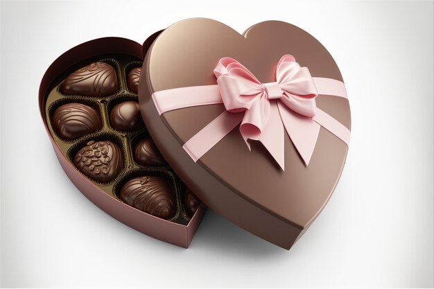 Forme de coeur Valentine Chocolate Box Generative Ai