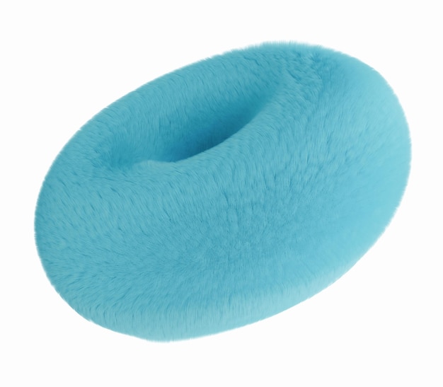 Forme géométrique 3D bleu moelleux isolé sur fond blanc Furry doux et poilu Élément de design mignon à la mode Découper le rendu 3D de l'objet