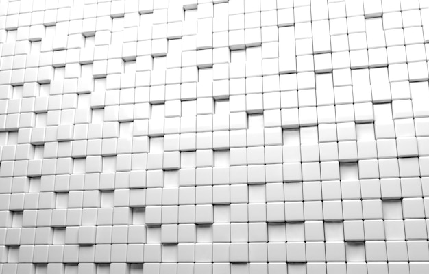 Forme géométrique abstraite de cubes blancs fond de rendu 3d