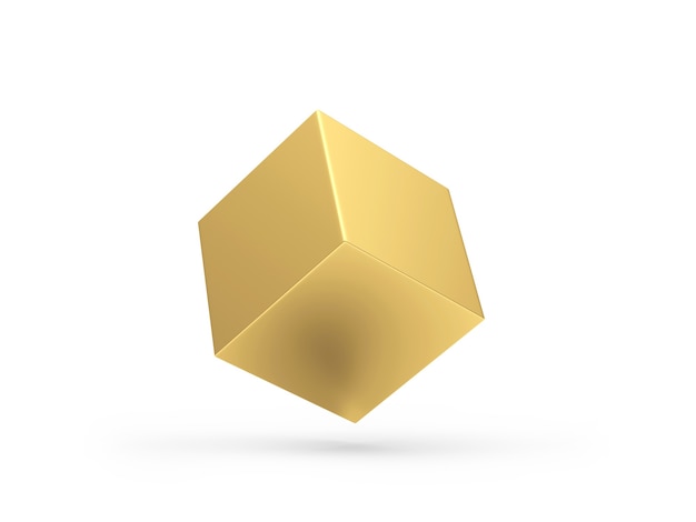 Forme géométrique de cube d'or