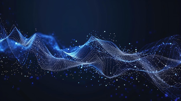 Forme d'onde abstraite sur un fond triangulaire lowpolygonal pour la conception sur le sujet du métavers de grandes données du cyberspace transfert de données de sécurité de réseau