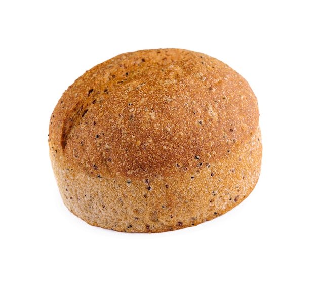 Forme ronde de pain isolé sur fond blanc