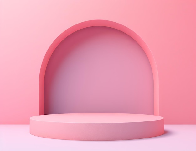 forme rose d'un piédestal rond 3d sur fond rose dans le style des décors minimalistes