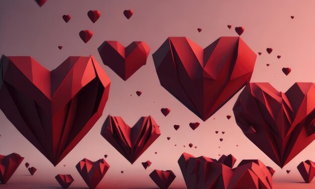 Des formes abstraites de cœur volant comme concept de la Saint-Valentin