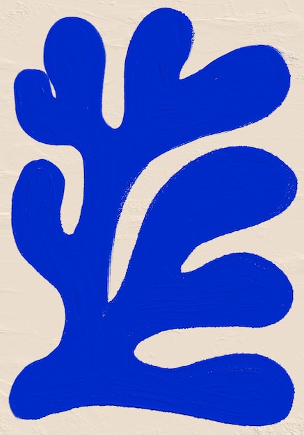 Formes abstraites organiques bleues peintes à la main Art botanique de style Matisse de la nature