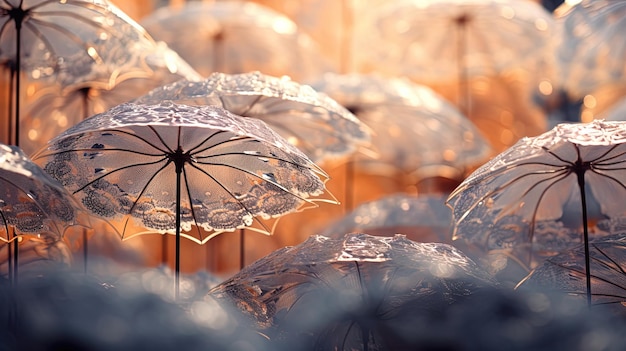 Des formes abstraites ressemblant à des parapluies d'été en dentelle