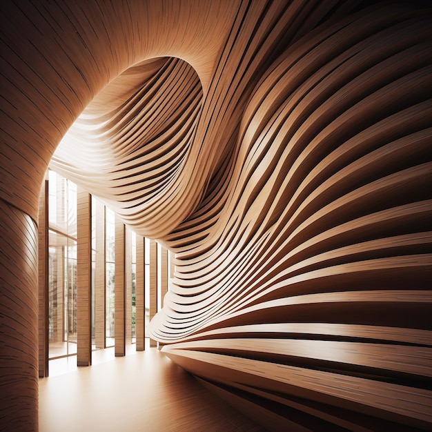 Des formes architecturales abstraites en bois Architecture futuriste