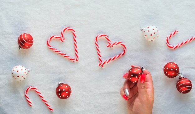 Formes de coeur en cannes de bonbon