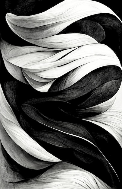Formes dynamiques abstraites modernes fond noir et blanc avec texture de papier granuleux Art numérique