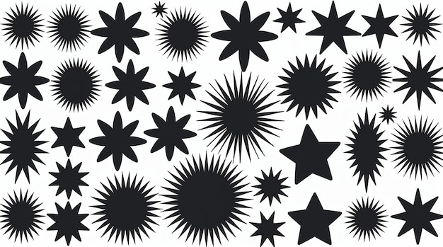 Des formes d'étoiles noires et blanches