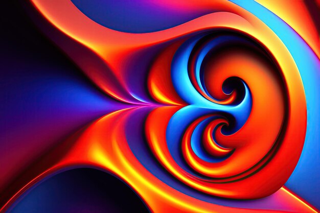 Formes de feu colorées abstraites sur fond bleu Fond clair fantastique Art fractal numérique