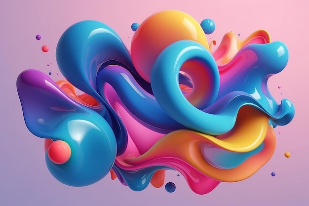 Des formes fluides 3D colorées Des éléments de gradient liquide abstrait sur un fond clair