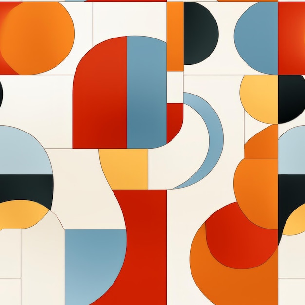 formes géométriques abstraites en rouge orange bleu et noir